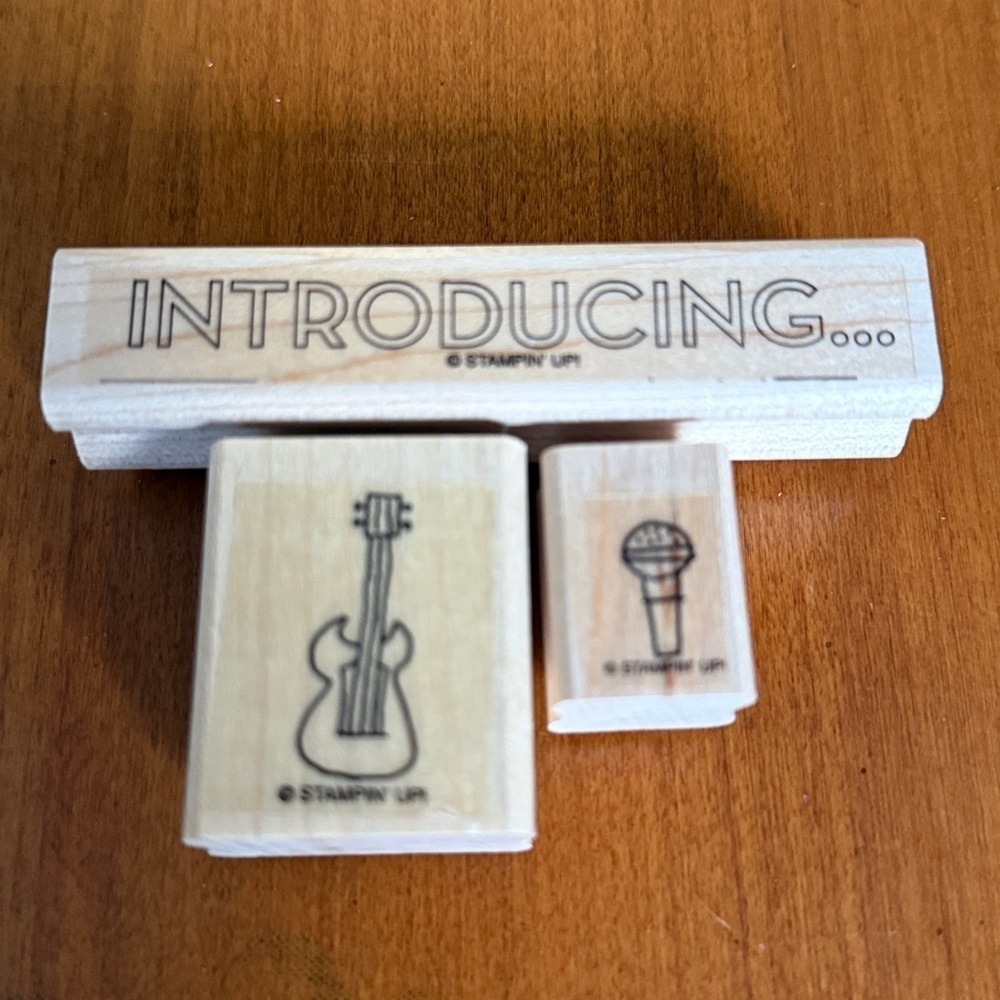 Stampin' Up! Musical Wooden Stamp Trio Guitar Microphone Introducing